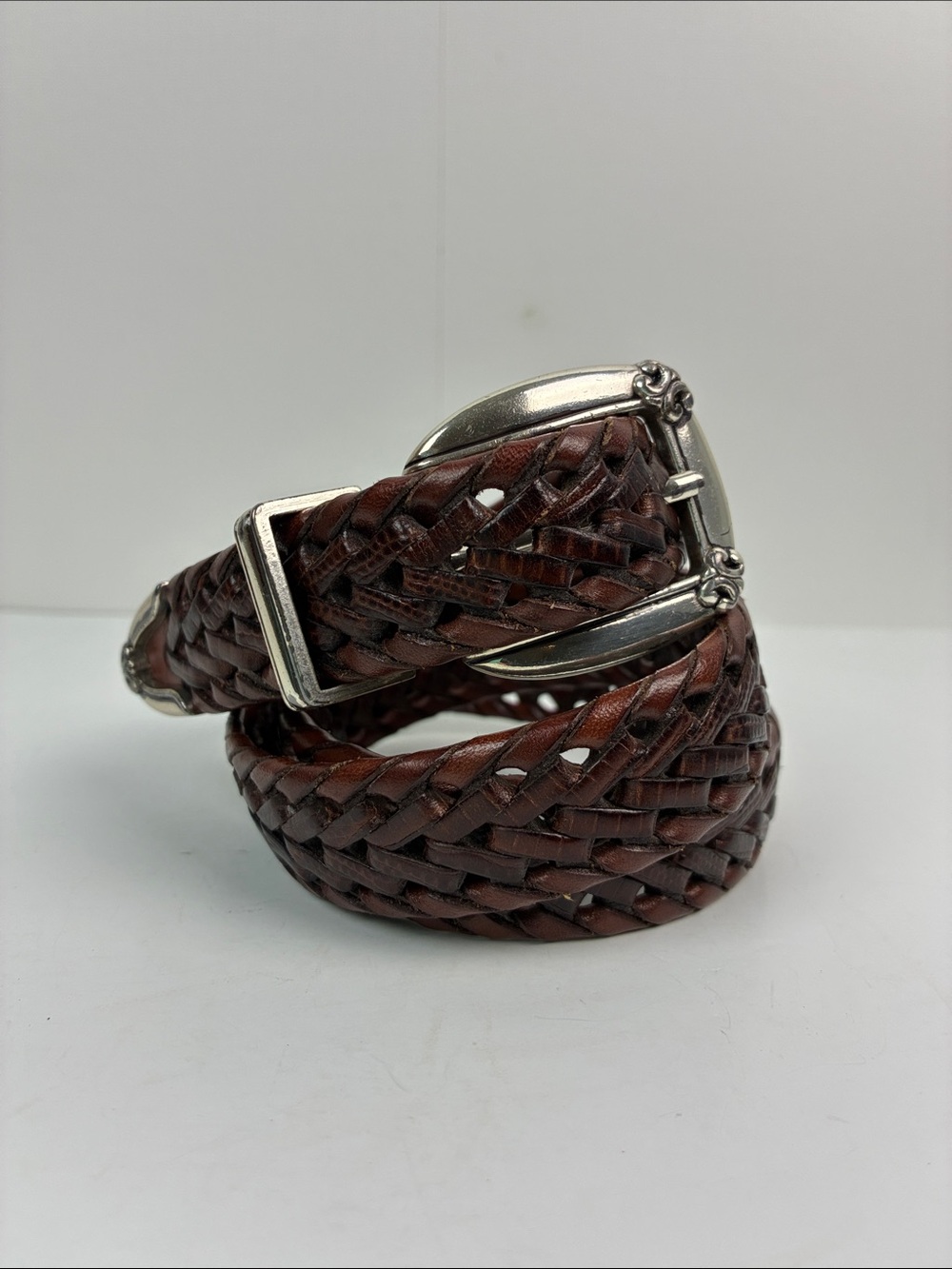 Fossil Vintage Women’s Classic Brown Woven Leather Belt Western Size Medium - Picture 2 of 7